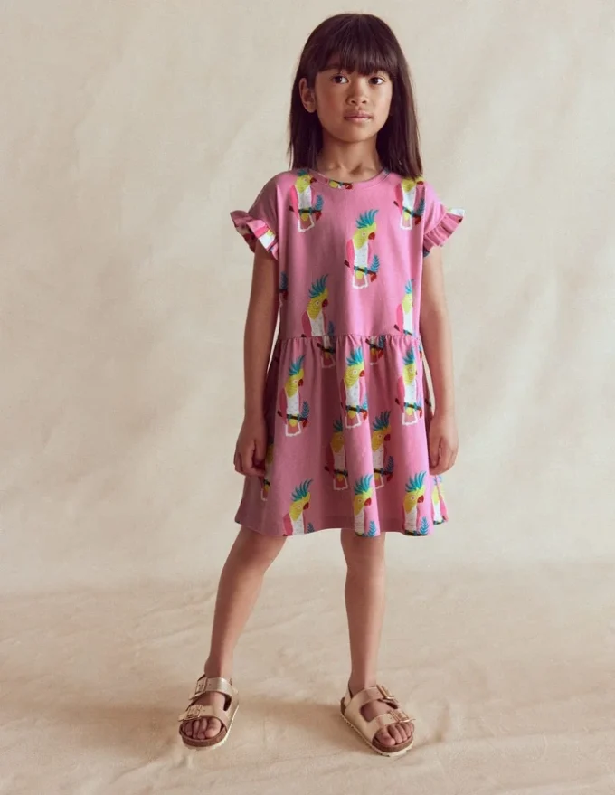 Jersey T-Shirt Dress Flamingo Pink Tropical Bird Jersey T-Shirt Dress Flamingo Pink Tropical Bird