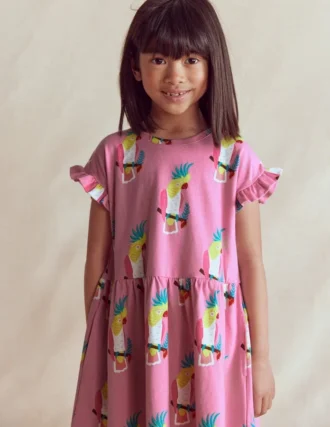 Jersey T-Shirt Dress Flamingo Pink Tropical Bird Jersey T-Shirt Dress Flamingo Pink Tropical Bird