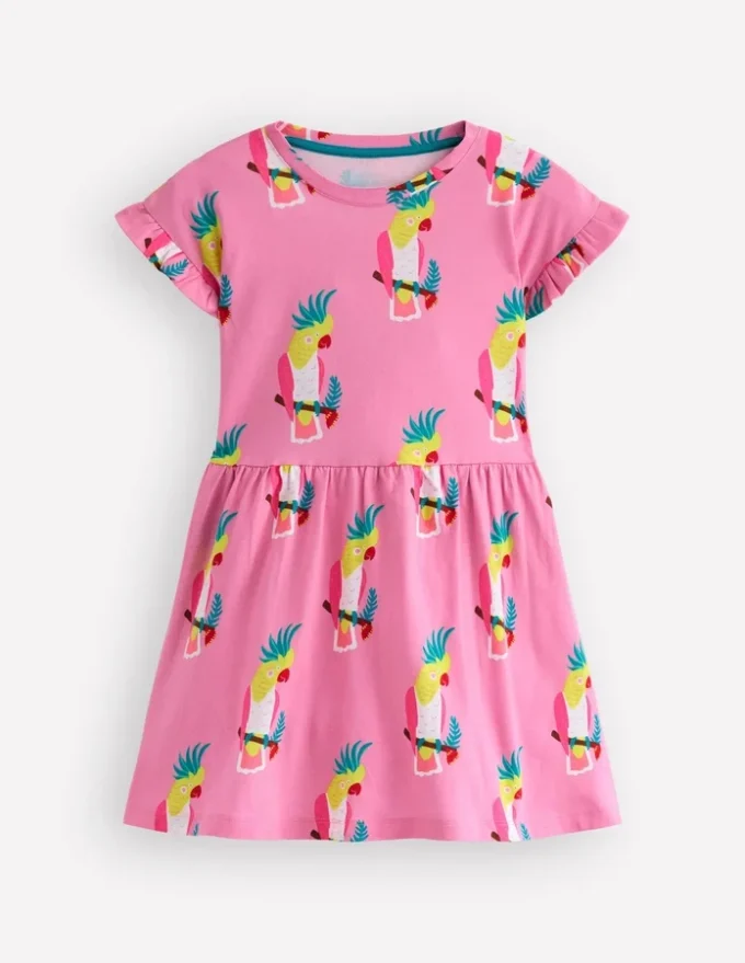 Jersey T-Shirt Dress Flamingo Pink Tropical Bird Jersey T-Shirt Dress Flamingo Pink Tropical Bird