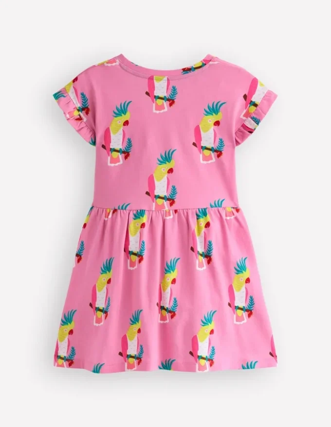 Jersey T-Shirt Dress Flamingo Pink Tropical Bird Jersey T-Shirt Dress Flamingo Pink Tropical Bird