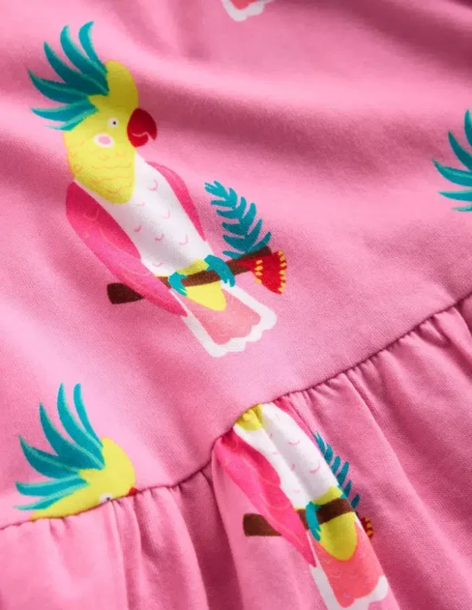 Jersey T-Shirt Dress Flamingo Pink Tropical Bird Jersey T-Shirt Dress Flamingo Pink Tropical Bird