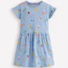 Jersey T-Shirt Dress Glacier Blue Holiday Print Jersey T-Shirt Dress Glacier Blue Holiday Print