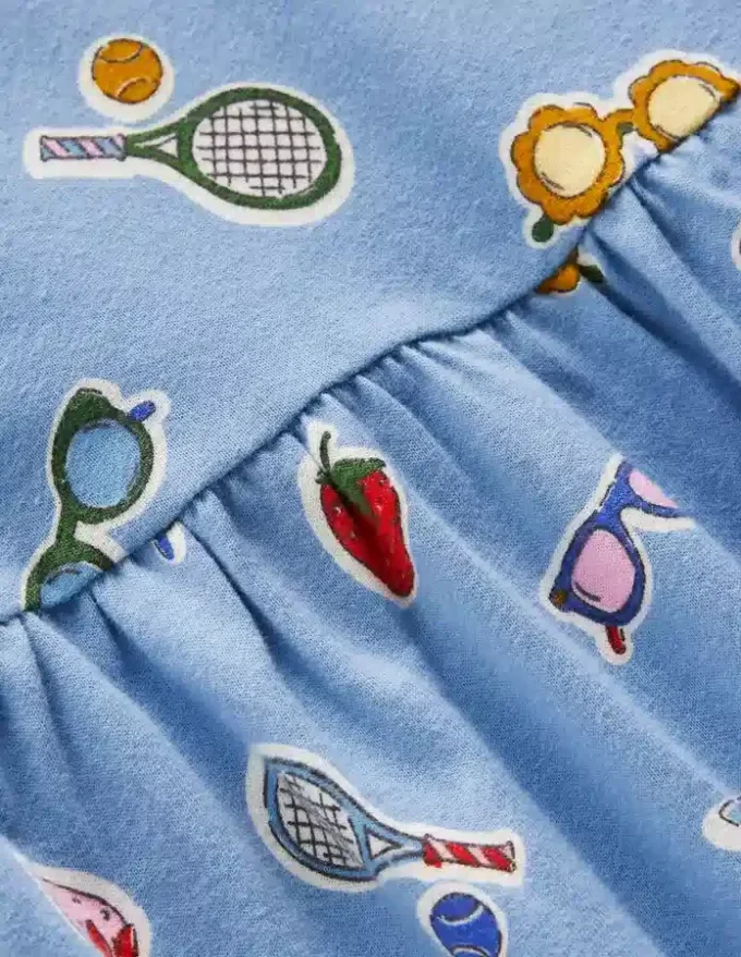 Jersey T-Shirt Dress Glacier Blue Holiday Print Jersey T-Shirt Dress Glacier Blue Holiday Print