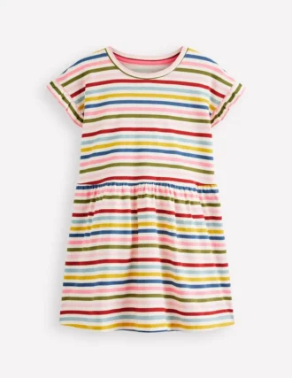 Jersey T-Shirt Dress Maroon, Pink and Blue Stripe