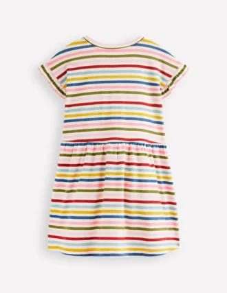 Jersey T-Shirt Dress Maroon, Pink and Blue Stripe