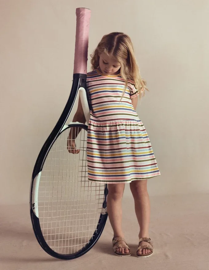 Jersey T-Shirt Dress Maroon, Pink and Blue Stripe Jersey T-Shirt Dress Maroon, Pink and Blue Stripe