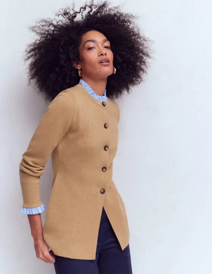 Joanna Fitted Knitted Jacket Camel Melange Joanna Fitted Knitted Jacket Camel Melange