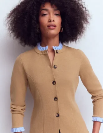 Joanna Fitted Knitted Jacket Camel Melange