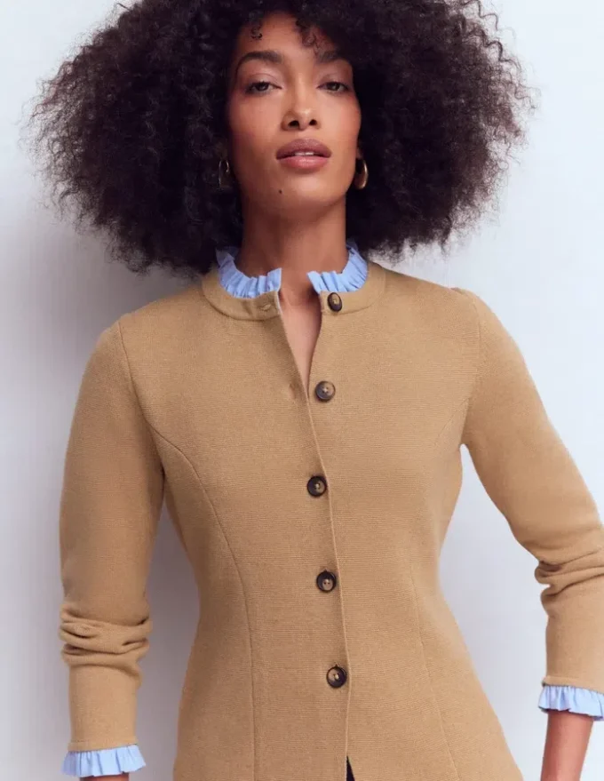 Joanna Fitted Knitted Jacket Camel Melange Joanna Fitted Knitted Jacket Camel Melange