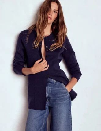Joanna Fitted Knitted Jacket Navy