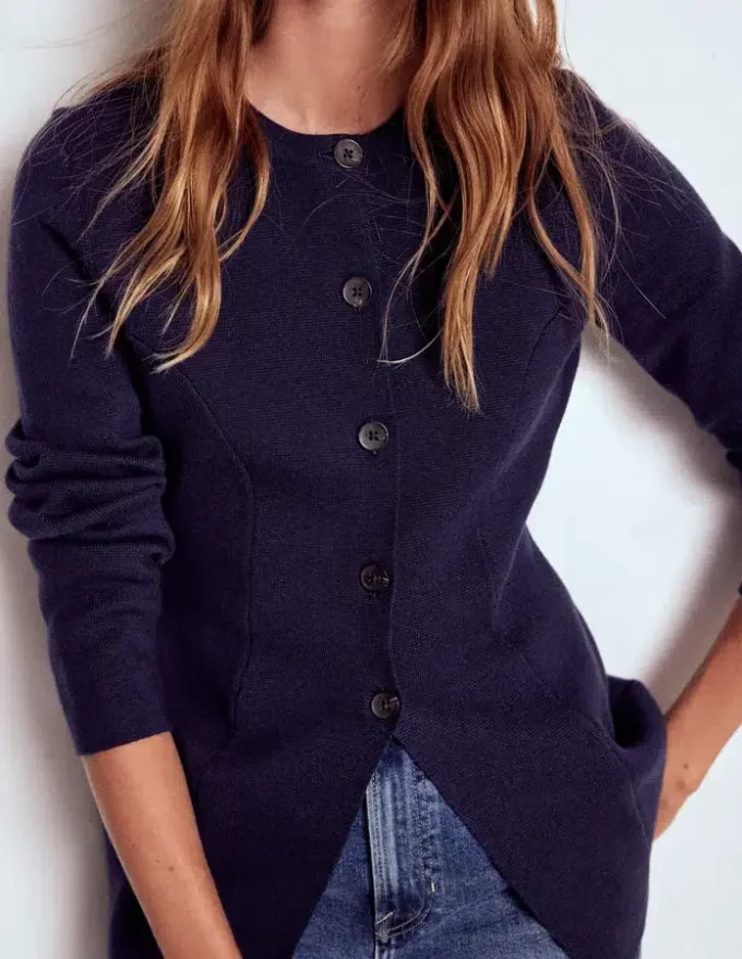 Joanna Fitted Knitted Jacket Navy Joanna Fitted Knitted Jacket Navy