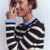 Joanna Fitted Knitted Jacket Navy/ Warm Ivory Stripe Joanna Fitted Knitted Jacket Navy/ Warm Ivory Stripe