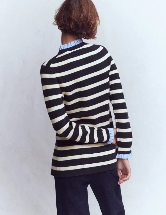 Joanna Fitted Knitted Jacket Navy/ Warm Ivory Stripe Joanna Fitted Knitted Jacket Navy/ Warm Ivory Stripe