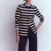 Joanna Fitted Knitted Jacket Navy/ Warm Ivory Stripe Joanna Fitted Knitted Jacket Navy/ Warm Ivory Stripe