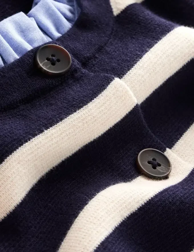 Joanna Fitted Knitted Jacket Navy/ Warm Ivory Stripe Joanna Fitted Knitted Jacket Navy/ Warm Ivory Stripe