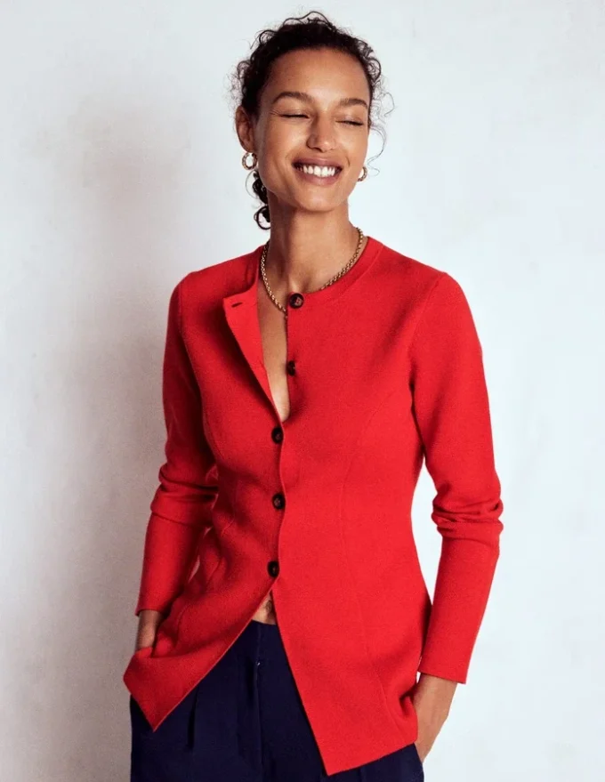 Joanna Fitted Knitted Jacket Poppy Red Joanna Fitted Knitted Jacket Poppy Red
