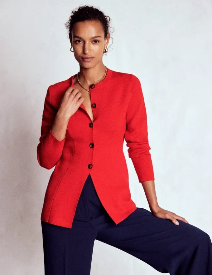 Joanna Fitted Knitted Jacket Poppy Red Joanna Fitted Knitted Jacket Poppy Red