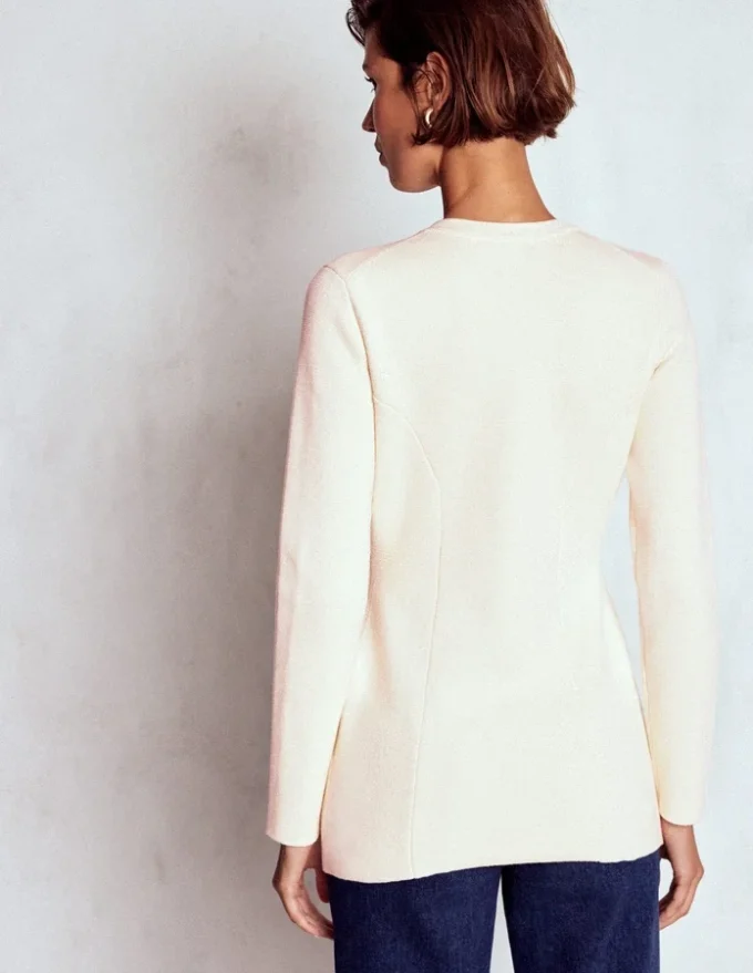 Joanna Fitted Knitted Jacket Warm Ivory Joanna Fitted Knitted Jacket Warm Ivory