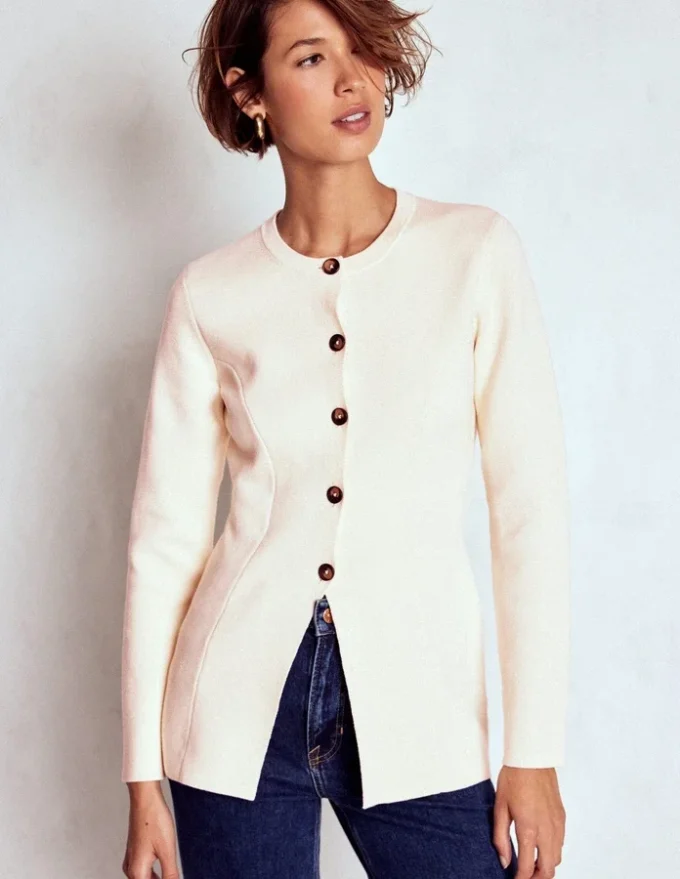 Joanna Fitted Knitted Jacket Warm Ivory Joanna Fitted Knitted Jacket Warm Ivory