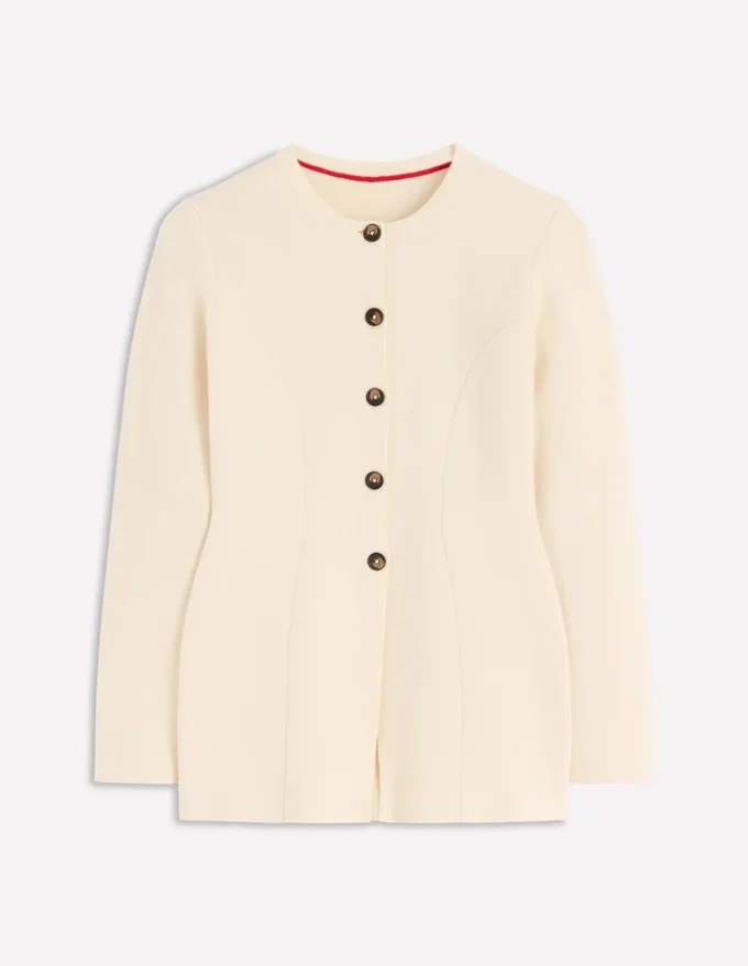 Joanna Fitted Knitted Jacket Warm Ivory Joanna Fitted Knitted Jacket Warm Ivory