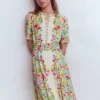 Kate Puff Sleeve Belted Dress Ivory, Elegant Garden Kate Puff Sleeve Belted Dress Ivory, Elegant Garden