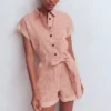 Kay Denim Playsuit Red Tram Stripe Kay Denim Playsuit Red Tram Stripe