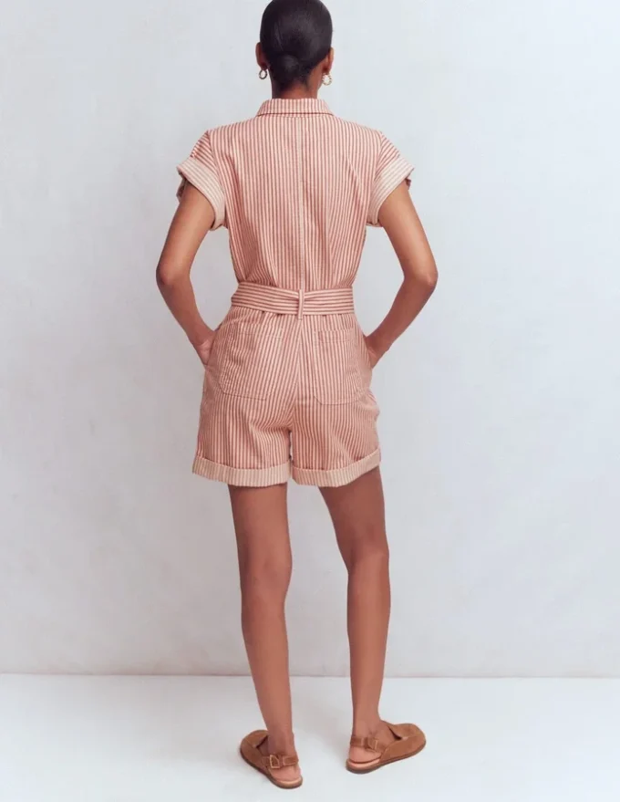 Kay Denim Playsuit Red Tram Stripe Kay Denim Playsuit Red Tram Stripe