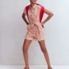 Kay Denim Playsuit Red Tram Stripe Kay Denim Playsuit Red Tram Stripe