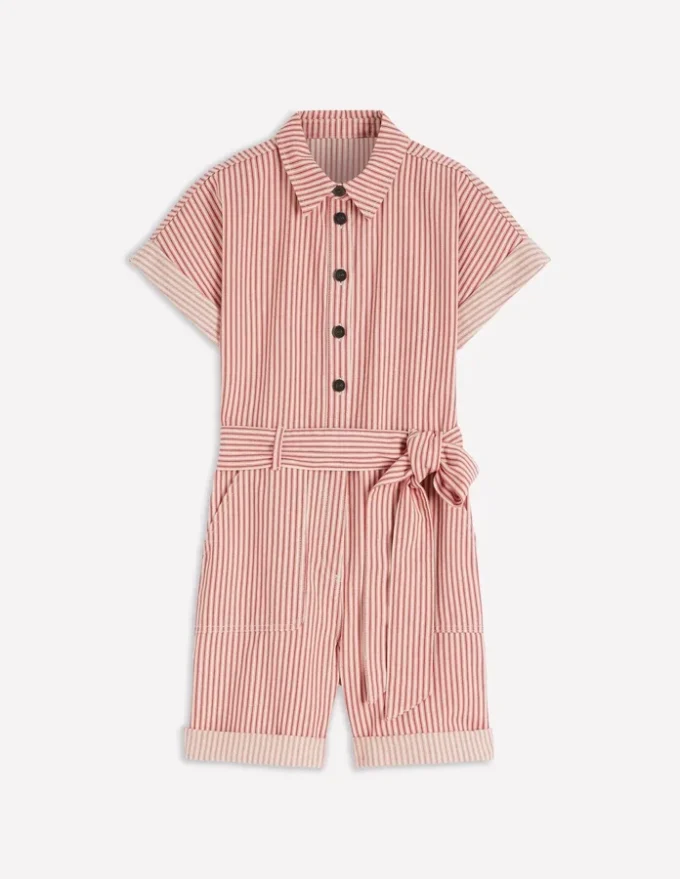 Kay Denim Playsuit Red Tram Stripe Kay Denim Playsuit Red Tram Stripe