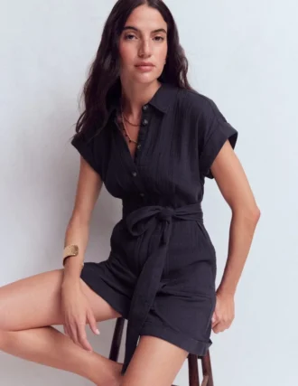 Kay Double Cloth Playsuit Navy