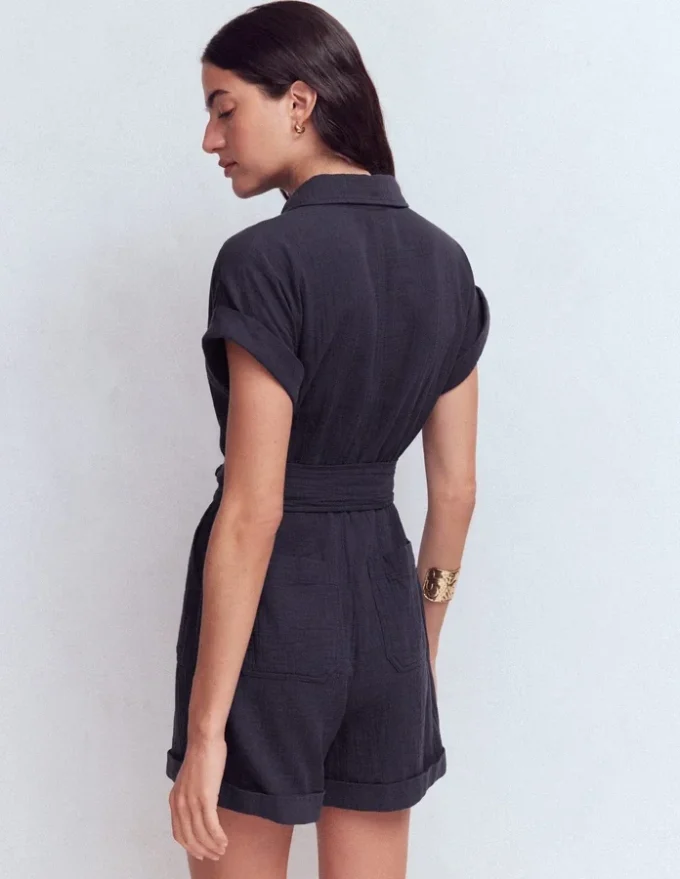 Kay Double Cloth Playsuit Navy Kay Double Cloth Playsuit Navy