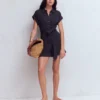 Kay Double Cloth Playsuit Navy Kay Double Cloth Playsuit Navy