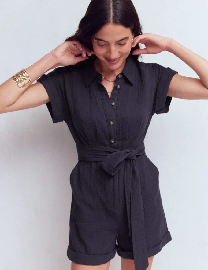 Kay Double Cloth Playsuit Navy Kay Double Cloth Playsuit Navy