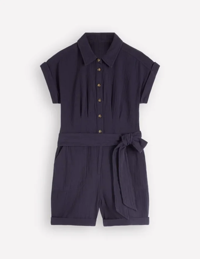 Kay Double Cloth Playsuit Navy Kay Double Cloth Playsuit Navy