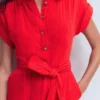 Kay Double Cloth Playsuit Poppy Red Kay Double Cloth Playsuit Poppy Red