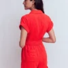 Kay Double Cloth Playsuit Poppy Red Kay Double Cloth Playsuit Poppy Red