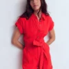 Kay Double Cloth Playsuit Poppy Red Kay Double Cloth Playsuit Poppy Red