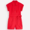 Kay Double Cloth Playsuit Poppy Red Kay Double Cloth Playsuit Poppy Red