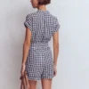 Kay Linen Playsuit Navy, Ivory Gingham Kay Linen Playsuit Navy, Ivory Gingham