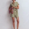 Kay Linen Playsuit Olive, Ivory Gingham Kay Linen Playsuit Olive, Ivory Gingham