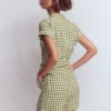 Kay Linen Playsuit Olive, Ivory Gingham Kay Linen Playsuit Olive, Ivory Gingham