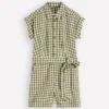 Kay Linen Playsuit Olive, Ivory Gingham Kay Linen Playsuit Olive, Ivory Gingham