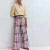 Kensington Linen Pants Blue, Pink and Green Madras