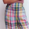 Kensington Linen Pants Blue, Pink and Green Madras