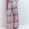 Kensington Linen Pants Blue, Pink and Green Madras