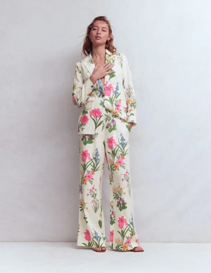 Kensington Linen Pants Ivory, Delicate Blossom Kensington Linen Pants Ivory, Delicate Blossom