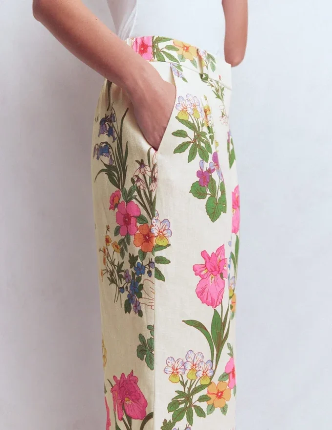 Kensington Linen Pants Ivory, Delicate Blossom Kensington Linen Pants Ivory, Delicate Blossom