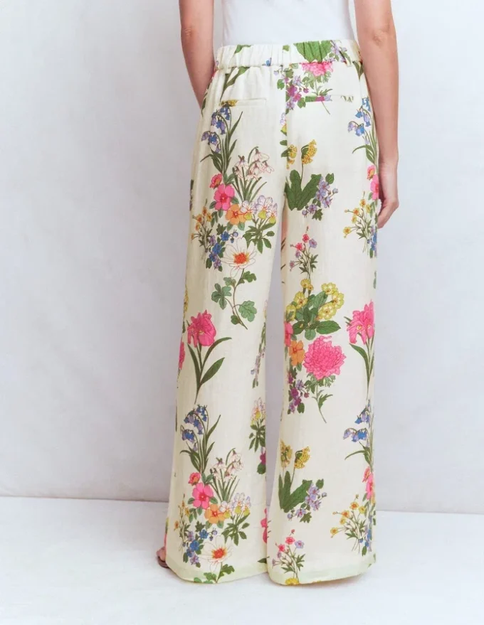 Kensington Linen Pants Ivory, Delicate Blossom Kensington Linen Pants Ivory, Delicate Blossom