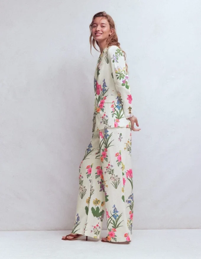 Kensington Linen Pants Ivory, Delicate Blossom Kensington Linen Pants Ivory, Delicate Blossom