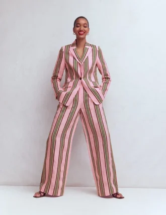 Kensington Linen Pants Pink and Green Stripe
